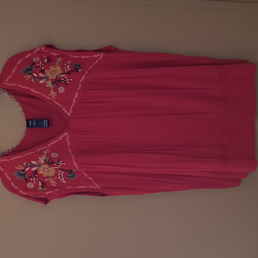 Red embroidered shirt